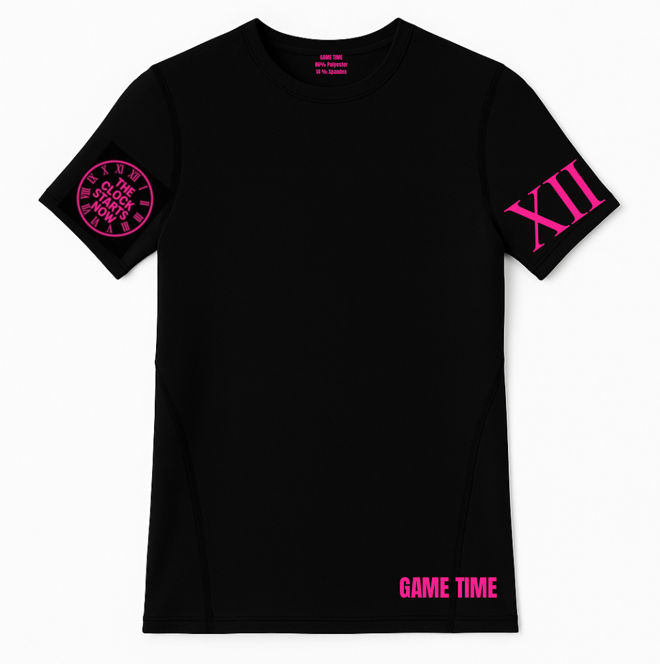 GAME TIME "THE CLOCK STARTS NOW" COMPRESSION SHIRT β PINK