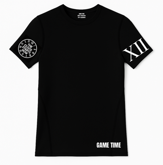 GAME TIME "THE CLOCK STARTS NOW" COMPRESSION SHIRT – BLACK
