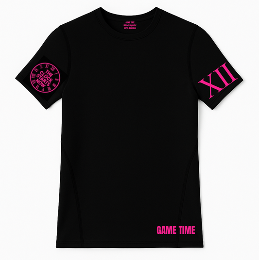 GAME TIME "THE CLOCK STARTS NOW" COMPRESSION SHIRT – PINK